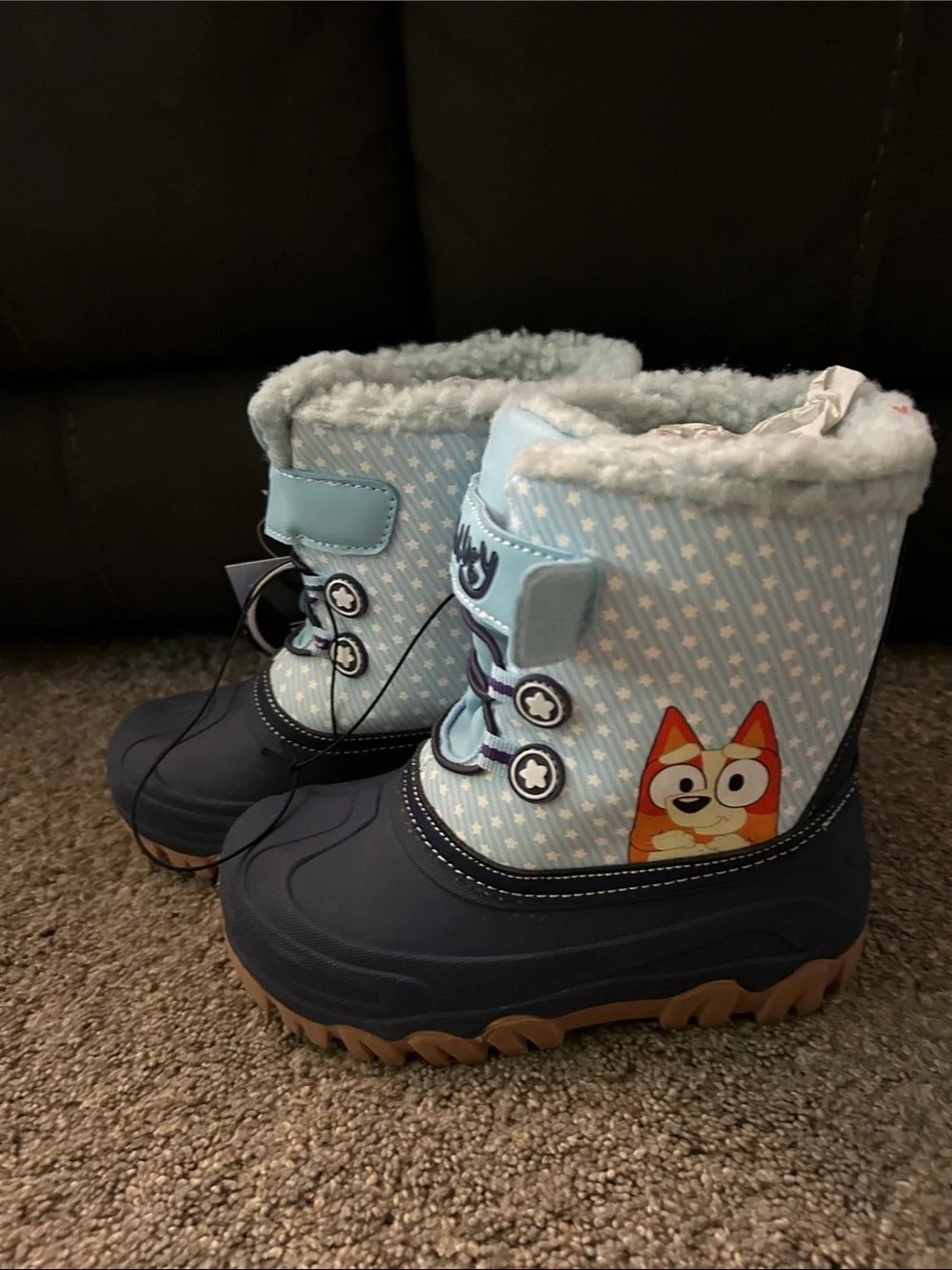 Kids Bluey Winter Snow Boots with Fleece Lining. Rated for -20 C